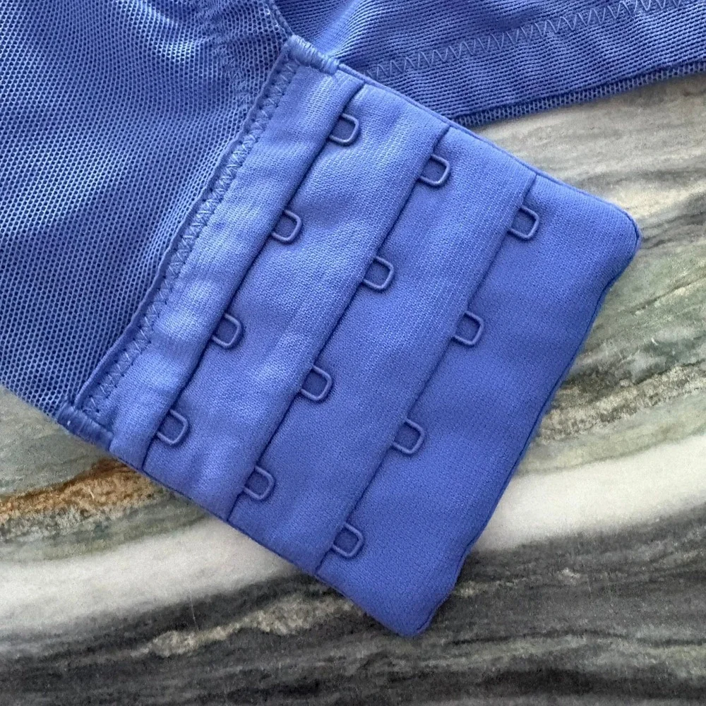 1st & Curve Blue Mesh Unlined Underwire Bra 40H Y42BM401 Rhinestone Detail